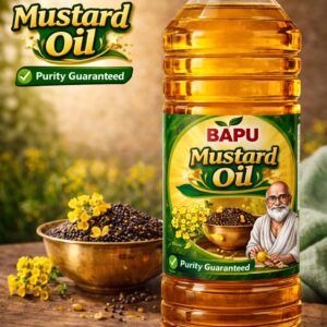 BAPU Mustard Oil | Pure & Natural Kachi Ghani Oil | Strong Aroma | Purity Guaranteed