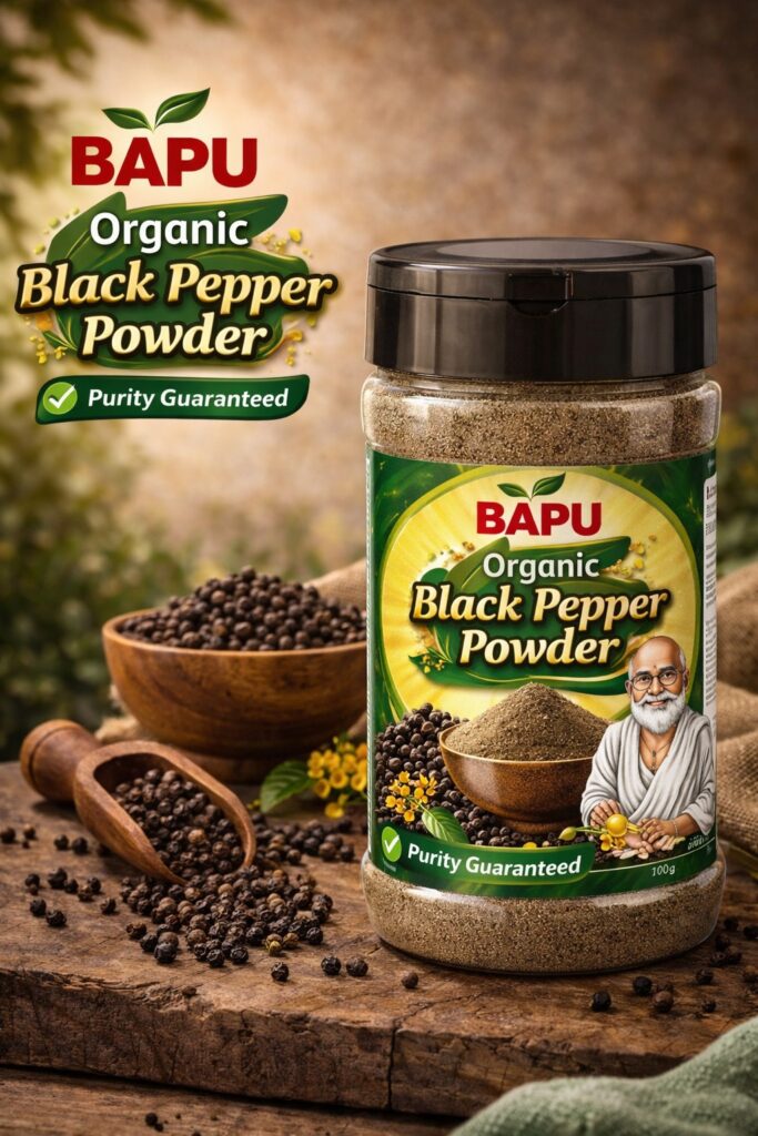 BAPU Organic Black Pepper Powder | Bold Flavor & Aroma | Premium Quality | Purity Guaranteed 100GM