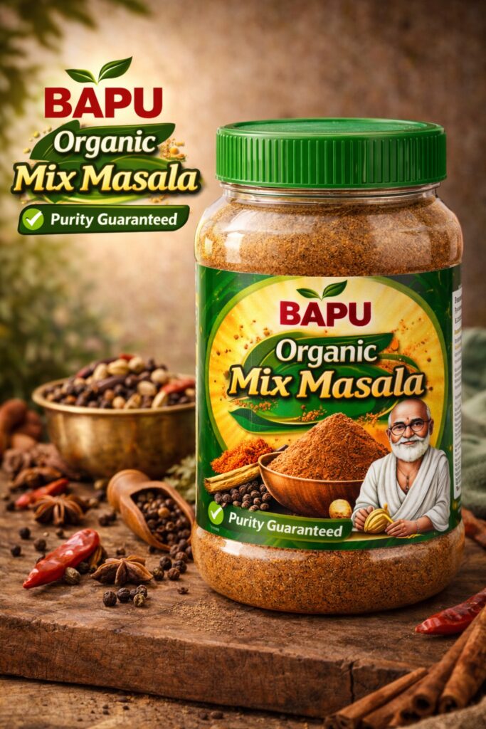 BAPU Organic Mix Masala | Aromatic Blend of Spices | Authentic Taste | Purity Guaranteed
